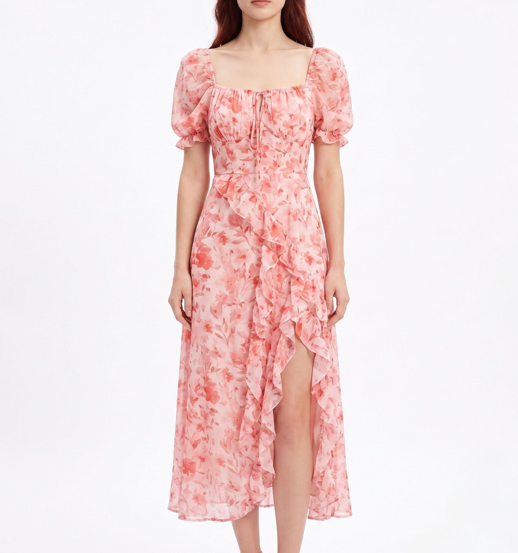 Celestine Floral Chiffon Midi Dress