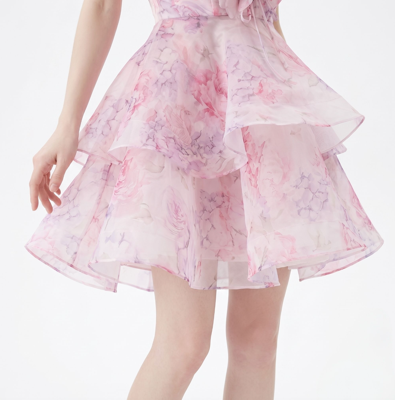 Élaria 3D Floral Organza Mini Dress