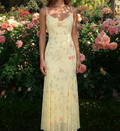 Solévia Pale Yellow Floral Chiffon Dress