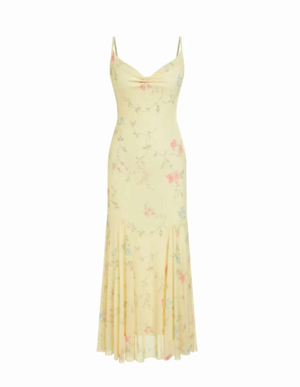 Solévia Pale Yellow Floral Chiffon Dress