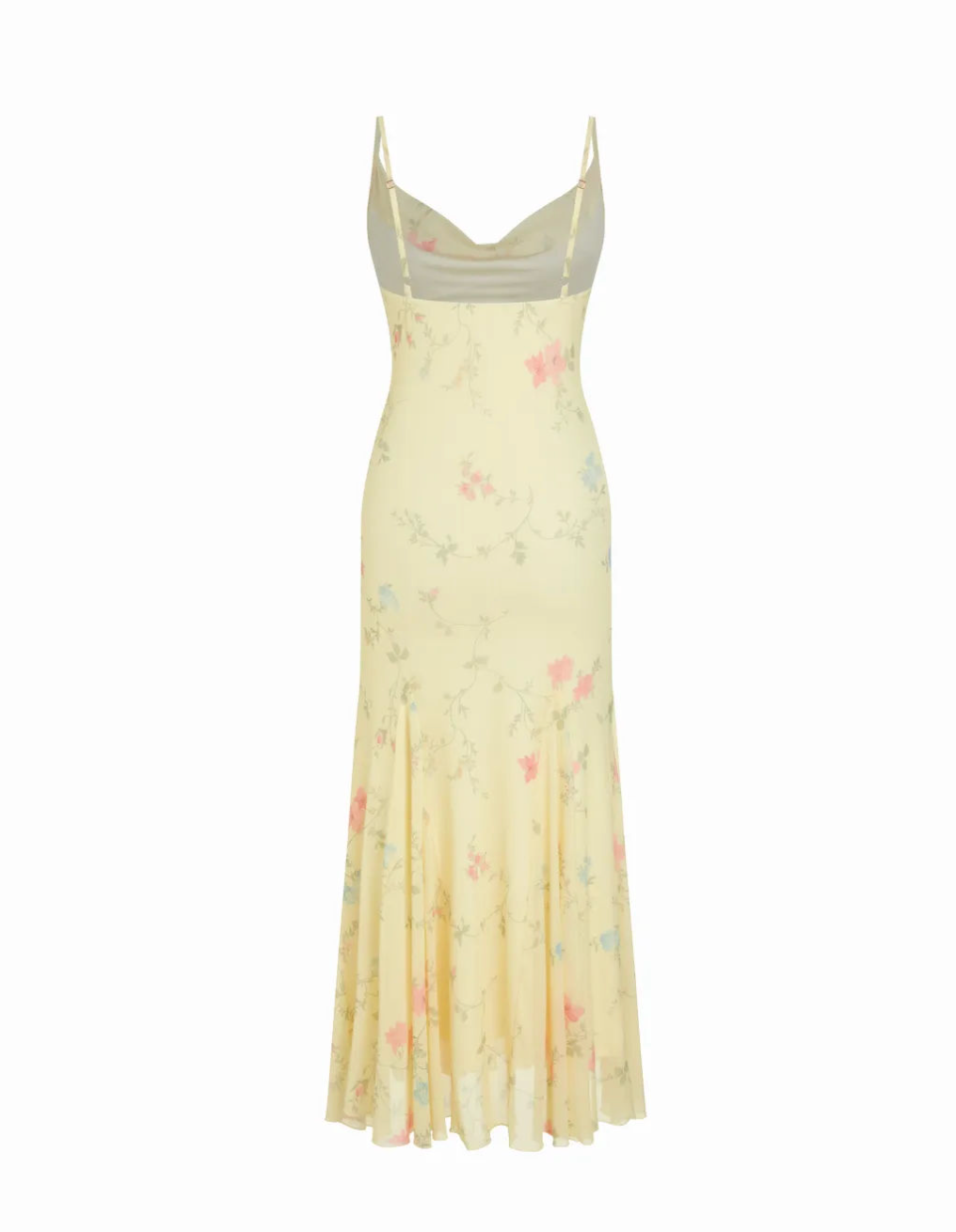 Solévia Pale Yellow Floral Chiffon Dress