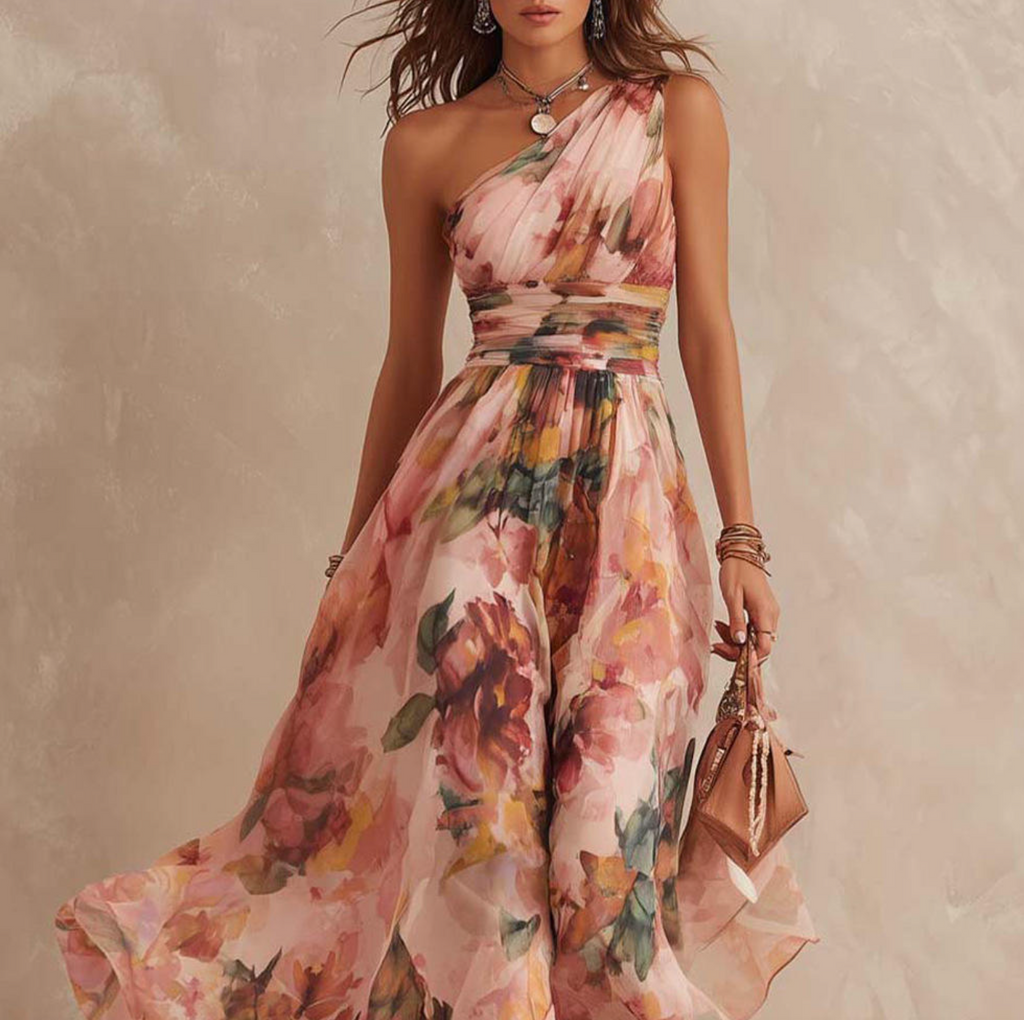 Floréa One-Shoulder Floral Maxi Dress