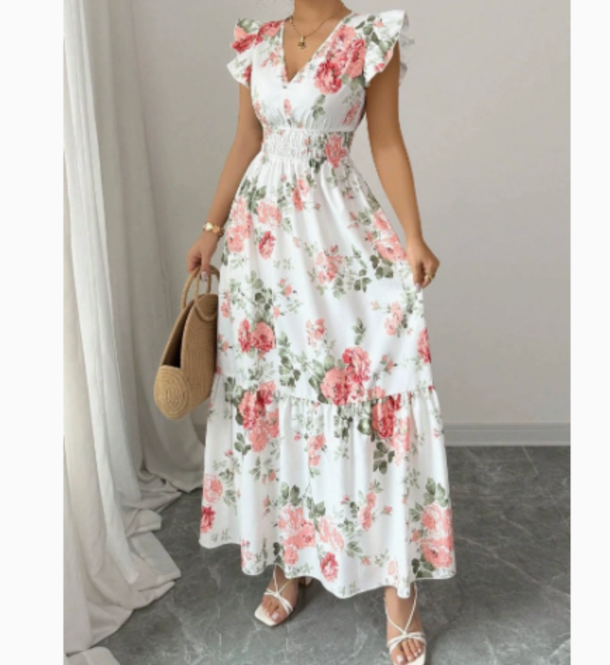 Bellavie Floral V-Neck Maxi Sundress