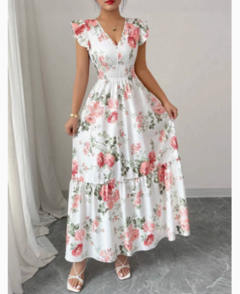 Bellavie Floral V-Neck Maxi Sundress