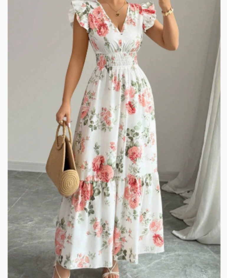 Bellavie Floral V-Neck Maxi Sundress