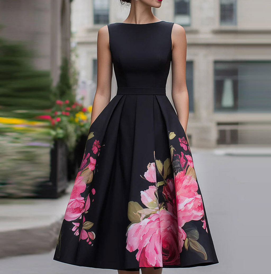 Elowira Floral Sleeveless Midi Dress