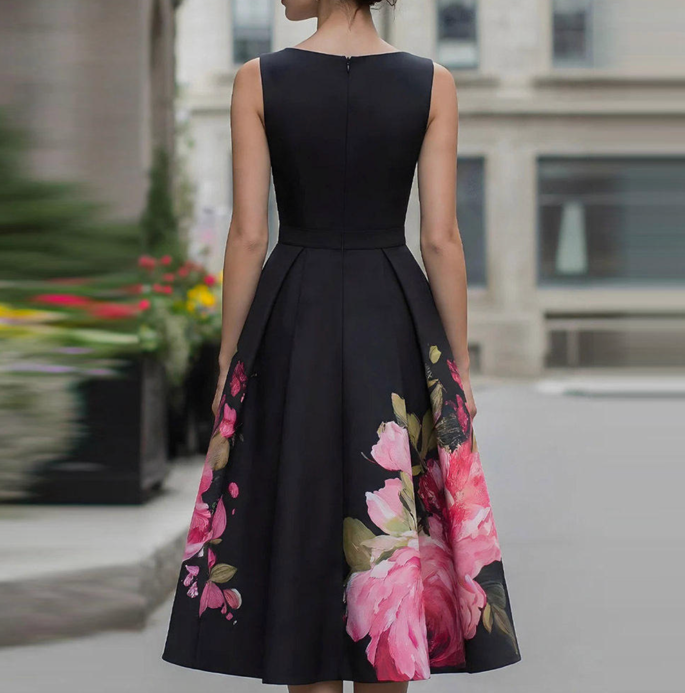 Elowira Floral Sleeveless Midi Dress